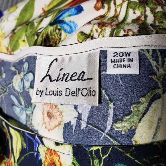 Linea by Louis Dell'Olio Plus 20W Floral Print Pullover Blouse Polyester Top - Picture 6 of 8